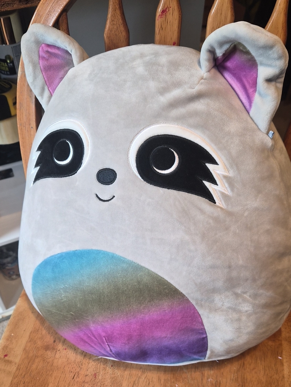 Squishmallows Plush Tag with Rainbow Lettering on White